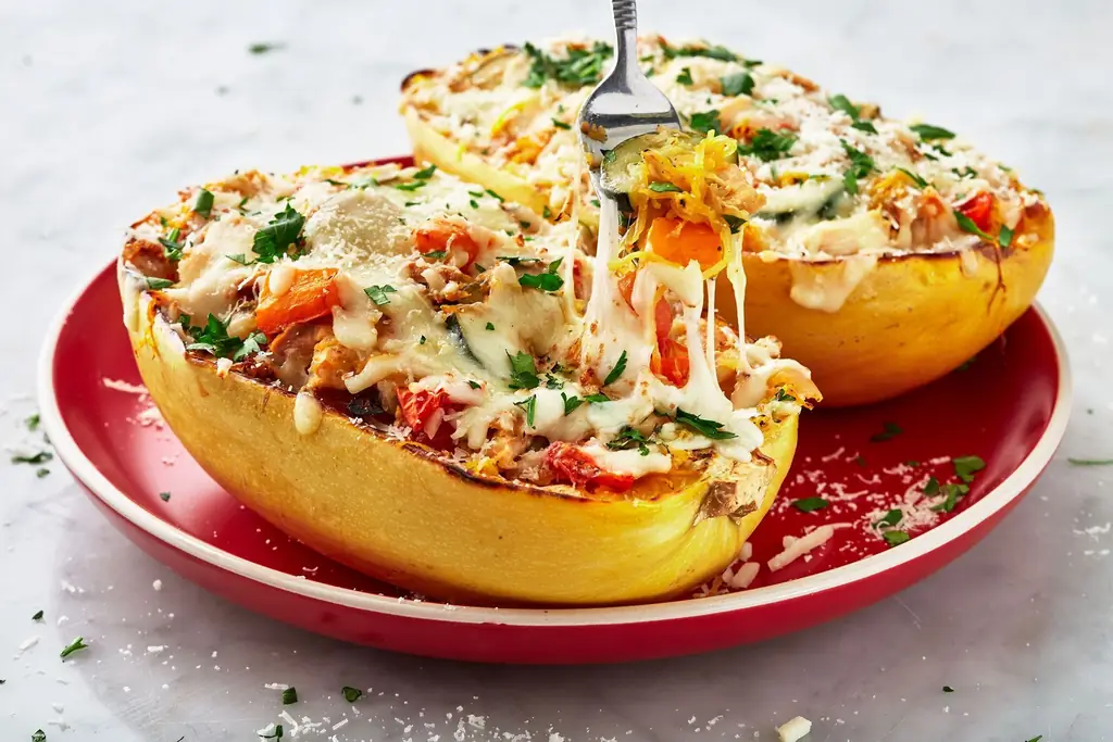Лучший рецепт тыквы-спагетти с курицей Primavera - Как приготовить тыкву-спагетти с курицей Primavera