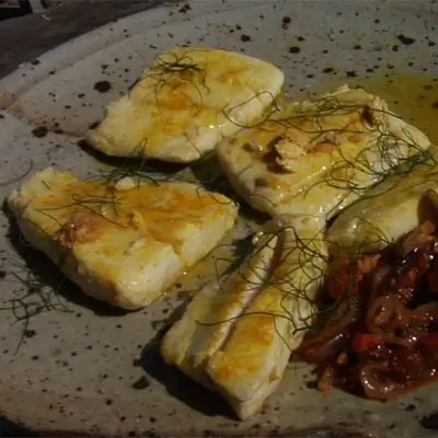 Рецепт калифорнийского палтуса с маслом и оливковым маслом - Taste of Place
