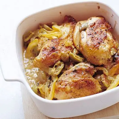 Рецепт курицы с лимоном и оливками