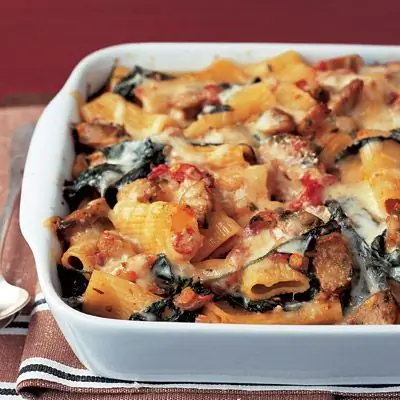 Рецепт запеченной пасты с куриной колбасой