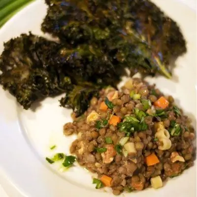 Сливочная чечевица и макароны с пахтой и маслом грецкого ореха - Легкие рецепты ужина