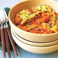 Сардины и Картофельный Салат с Соусом Ромеско