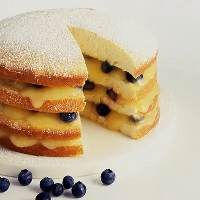 Лимонный пирог с творогом и черникой Рецепт