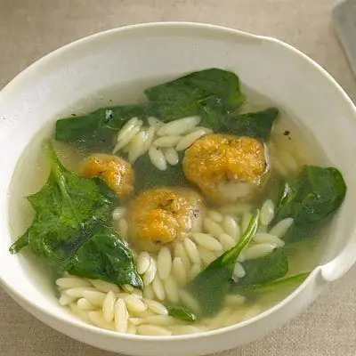 Рецепт супа с куриными фрикадельками и орзо