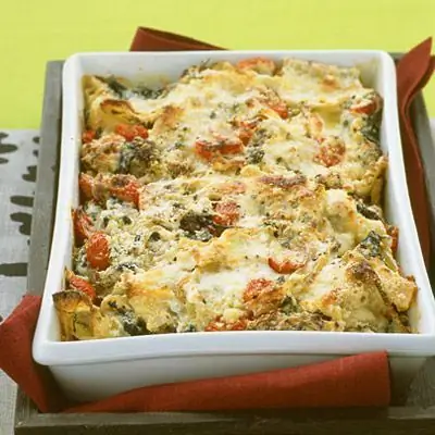 Лазанья с колбасой и капустой Рецепт