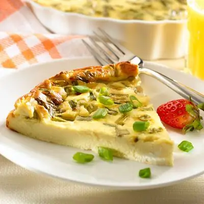 Киш без корочки с козьим сыром и зеленым луком Рецепт