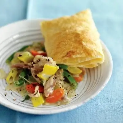 Куриный пирог с зеленой фасолью и тыквой Рецепт