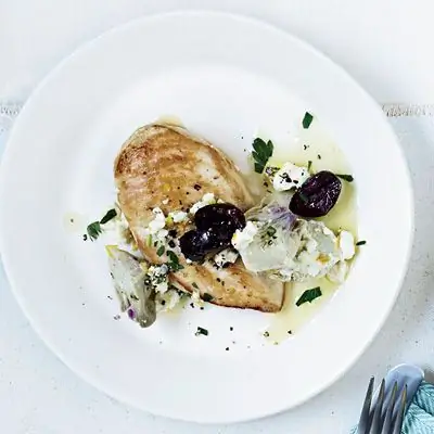 Рецепт куриных грудок с артишоками и оливковым соусом