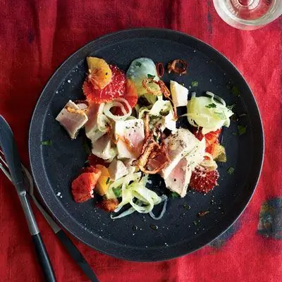 Тунец в масле с фенхелем и апельсином Рецепт