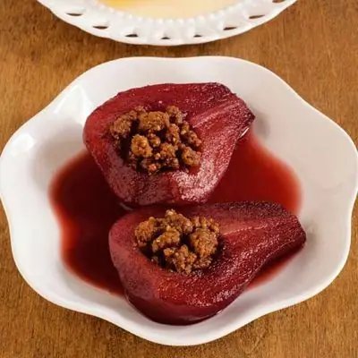 Пьяные груши с начинкой из печенья Рецепт