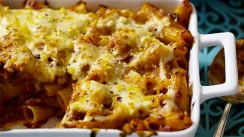 Запеченные ригатони с мясом Запеченные ригатони с мясом