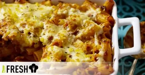 Запеченные ригатони с мясом