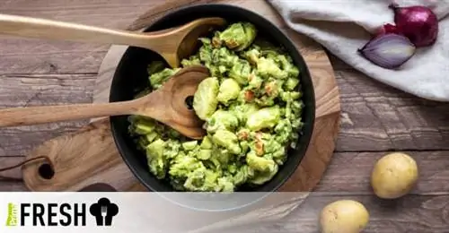 Картофельный салат с майонезом из авокадо