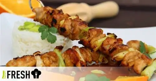 Куриный шашлык в апельсиновом маринаде
