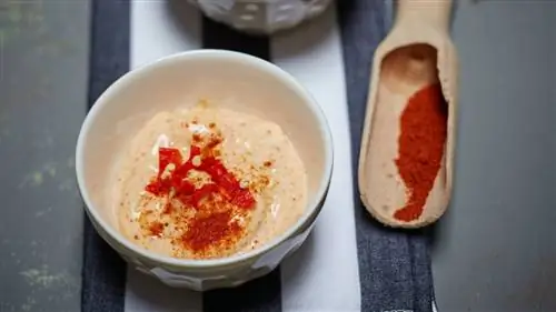 Пряный домашний майонез с пастой чили, айваром и куркумой