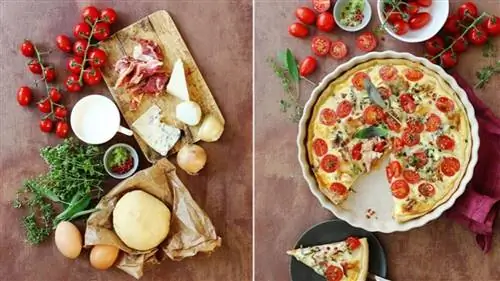 Пикантный сырный киш с томатами и ароматными травами Пикантный сырный киш с томатами и ароматными травами