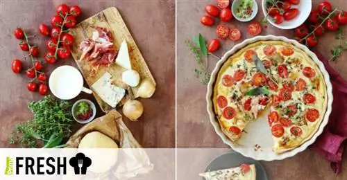 Соленый сырный киш с томатами и ароматными травами