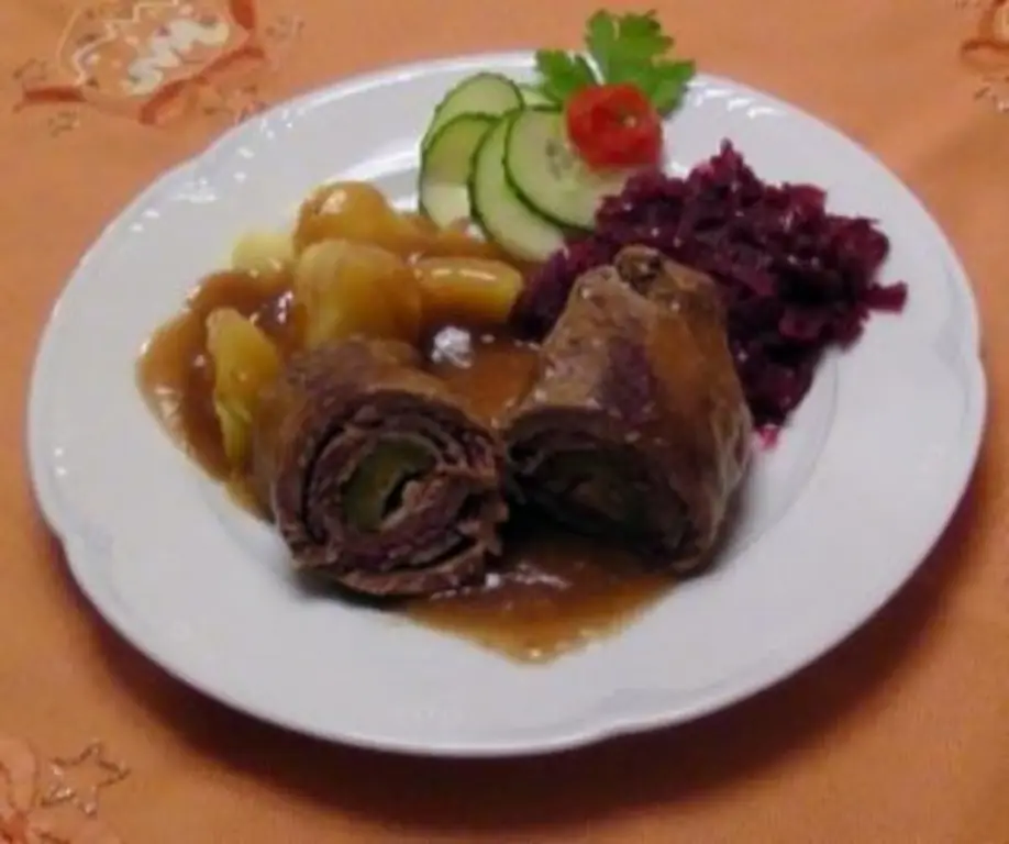 Beefsteakroulades вырезаны из верхней части говядины (бифштекс)