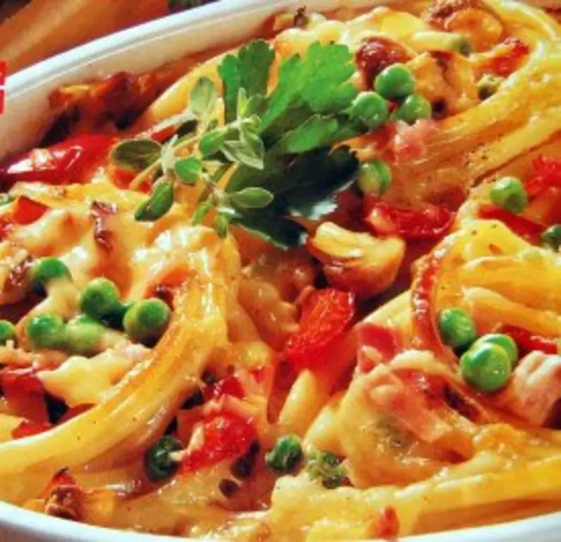 Запеканка из ветчины с макаронами
