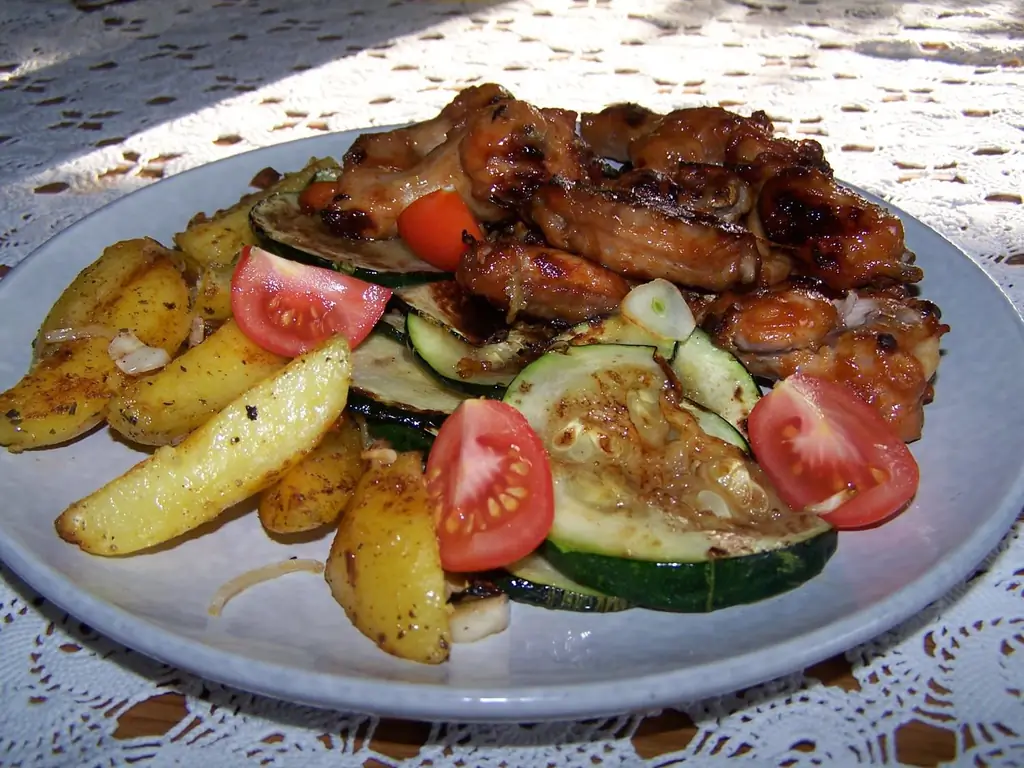 Куриные крылышки с гарниром