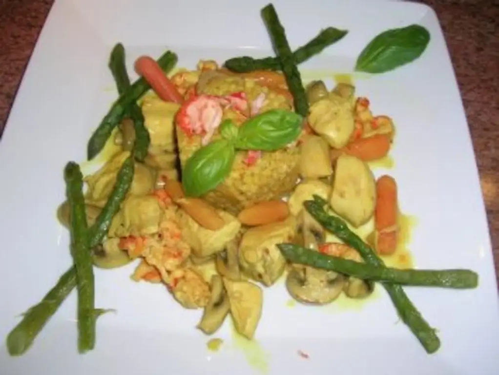 Куриное рагу с раками в соусе просекко и много овощей, очень вкусно