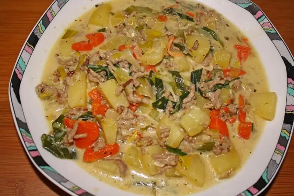 Картошка тушеная с мясным фаршем