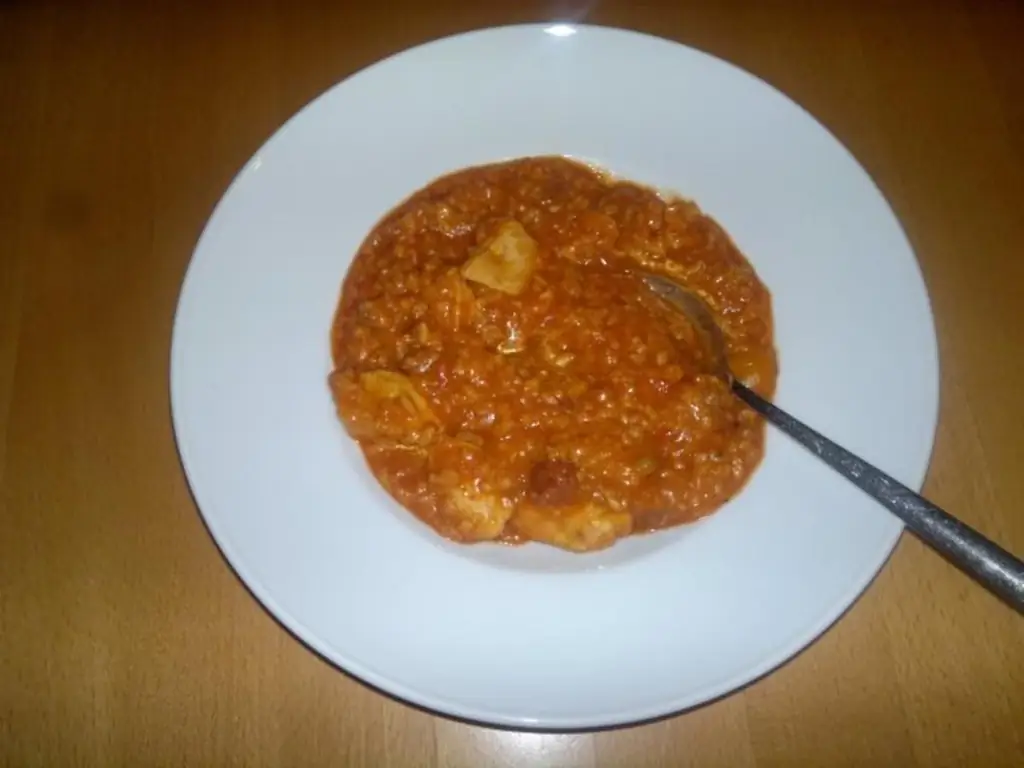 Джамбалайя с филе куриной грудки и колбасой чоризо