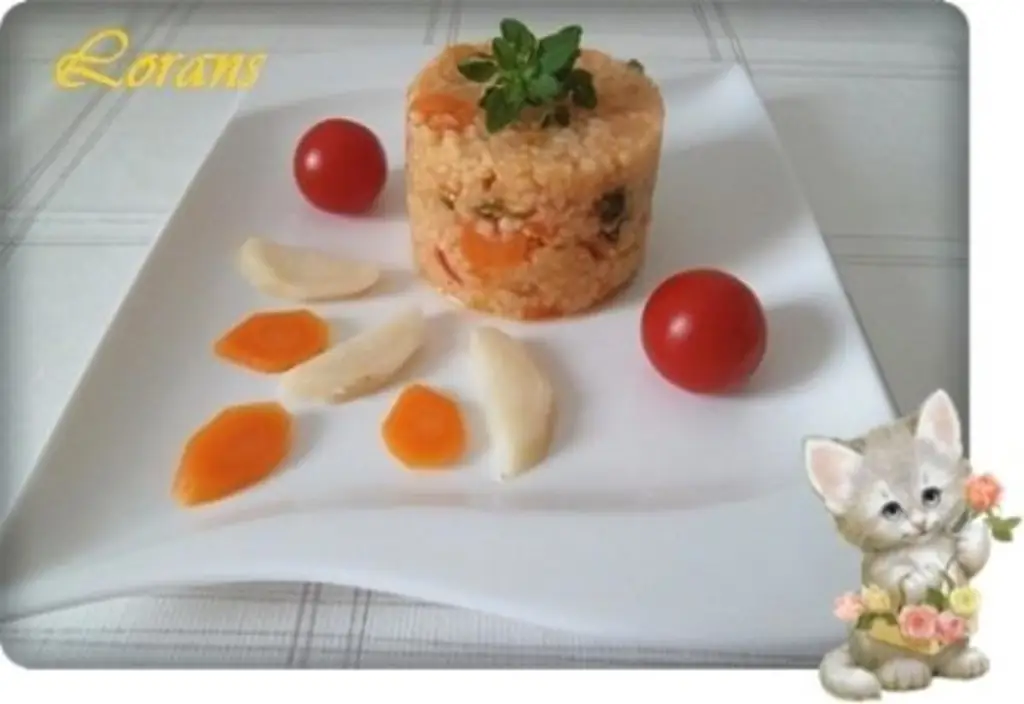 Пшено с луком-пореем и морковью