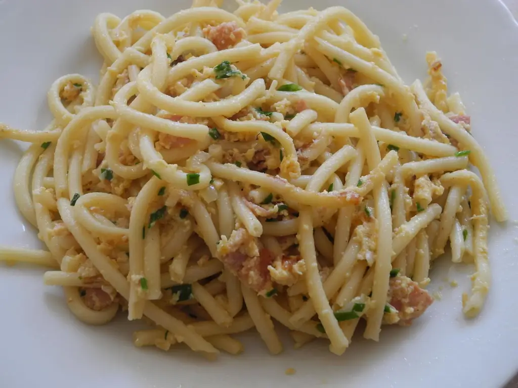 Лапша с ветчиной дешево, быстро и вкусно