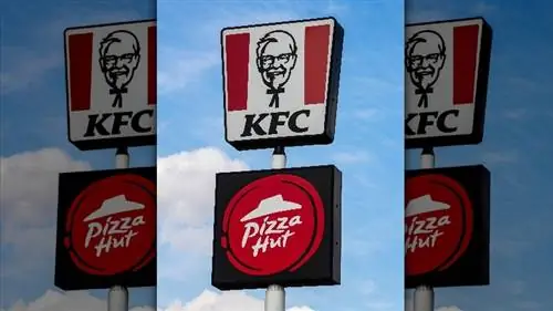 Вывески KFC и Pizza Hut рядом друг с другом
