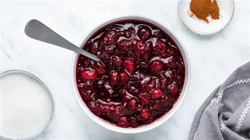 клюквенный соус в белой миске
