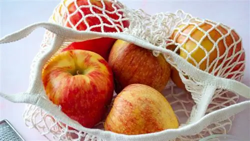 белый сетчатый мешок для яблок