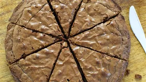 круглый брауни, нарезанный ломтиками