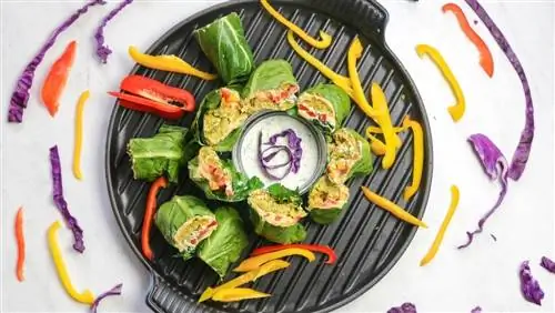 Коллард Рэп с фалафелем и йогуртовым соусом
