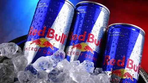 Банки энергетического напитка Red Bull на льду