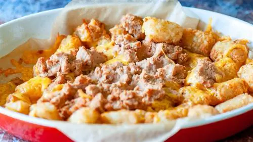 картошка, сыр и фасоль