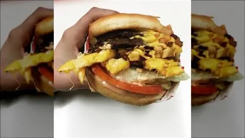 Бургер In-N-Out в обезьяньем стиле с картофелем фри Бургер In-N-Out в обезьяньем стиле с картофелем фри