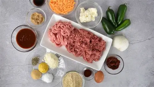 ингредиенты для острого мясного рулета на гриле