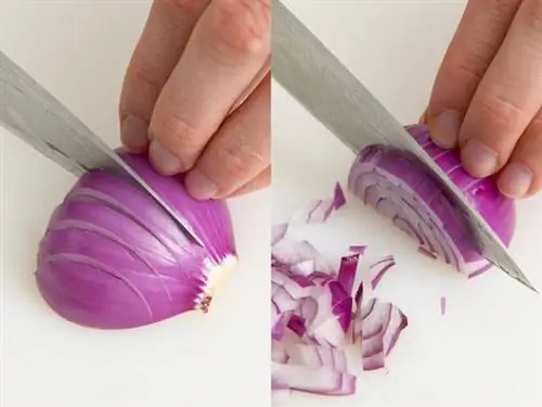 Лук нарезать мелкими кубиками