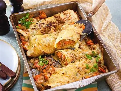Блинная запеканка с фаршем