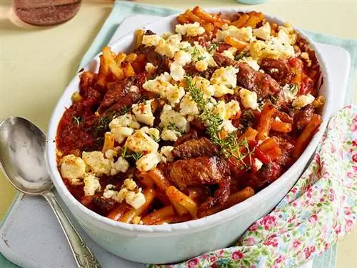 Запеканка из макарон с гиросом