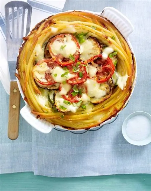 Запеканка из макарон с овощами рататуй