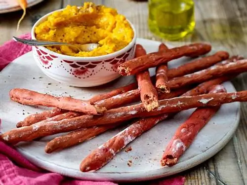 Свекольный гриссини с морковным соусом