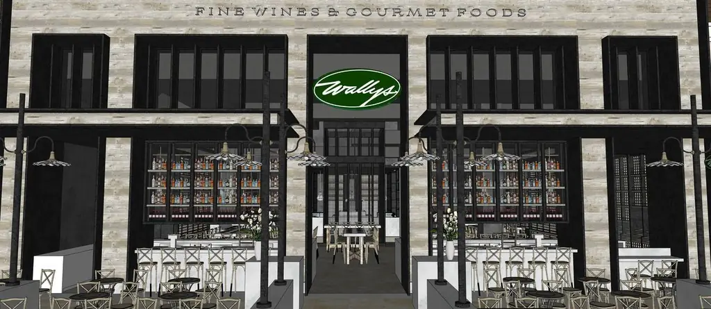 Визуализация внутреннего дворика в Wally’s Wine & Spirits Визуализация внутреннего дворика в Wally’s Wine & Spirits