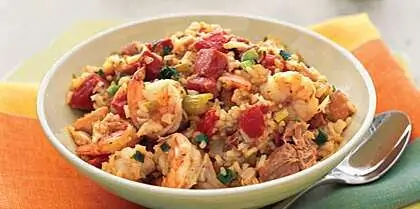 Рецепт Джамбалая с курицей, креветками и ветчиной