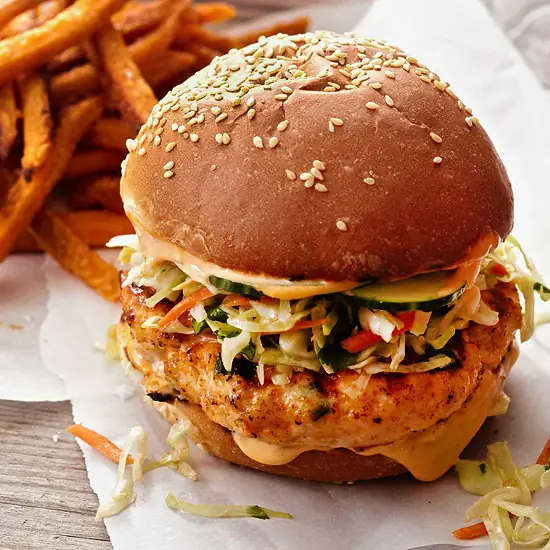 Бургеры с глазированным лососем