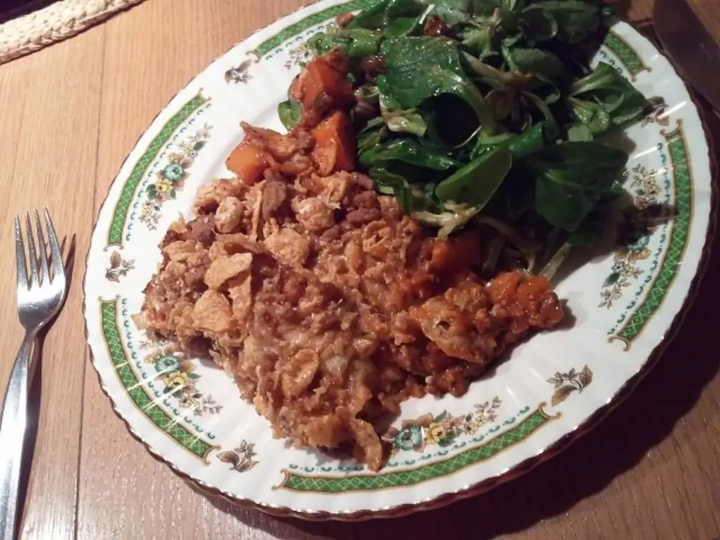 Вегетарианская адвентская лазанья с фруктовым салатом из баранины