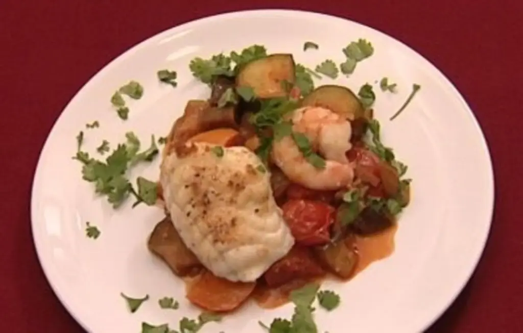 Филе морского черта и королевские креветки с рататуем (Джаззи)