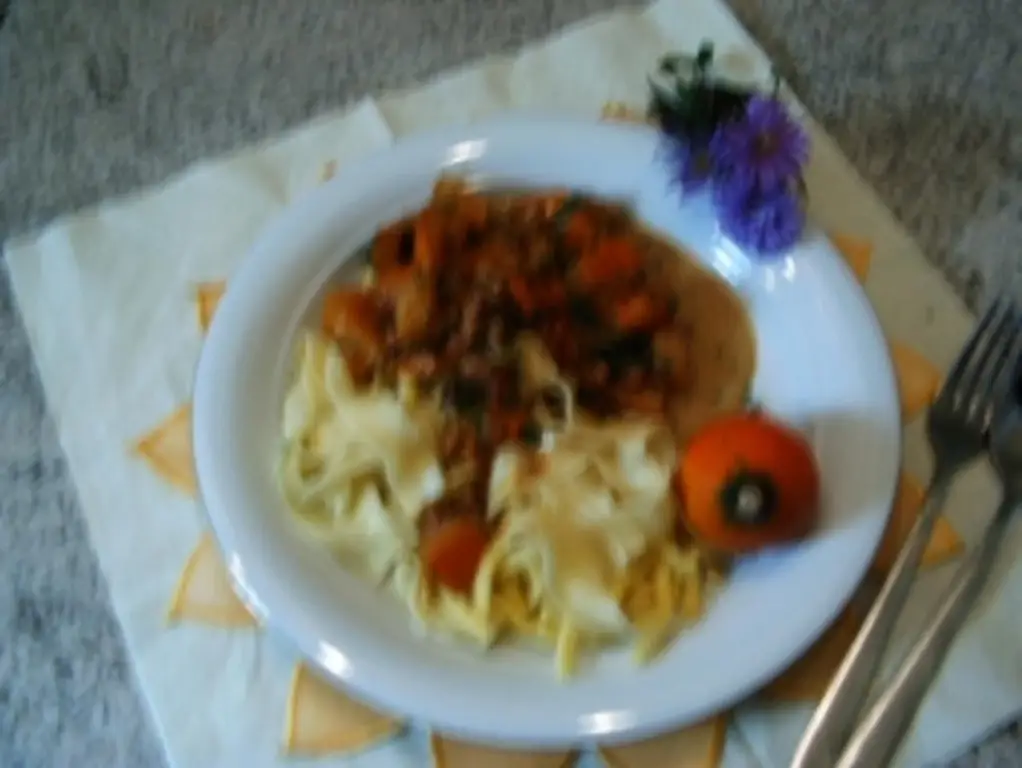 Сквош с тальятелле и ветчиной