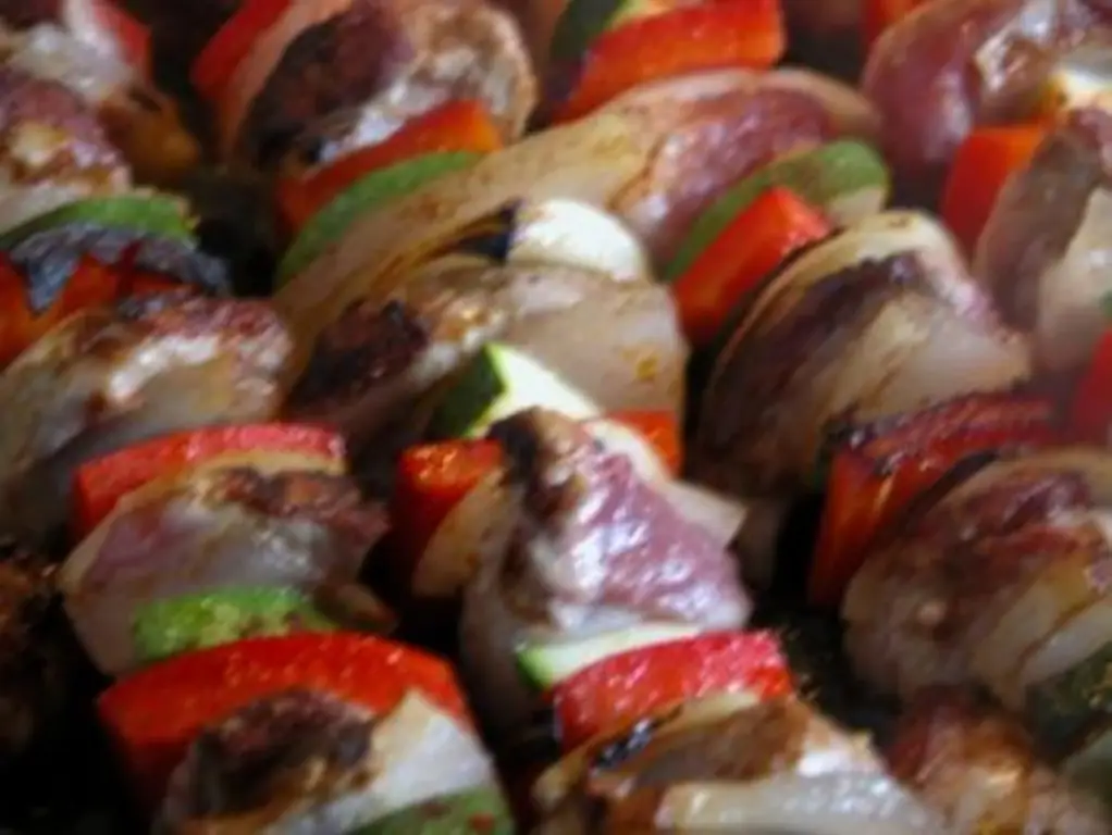 Шашлык с овощами и булгуром